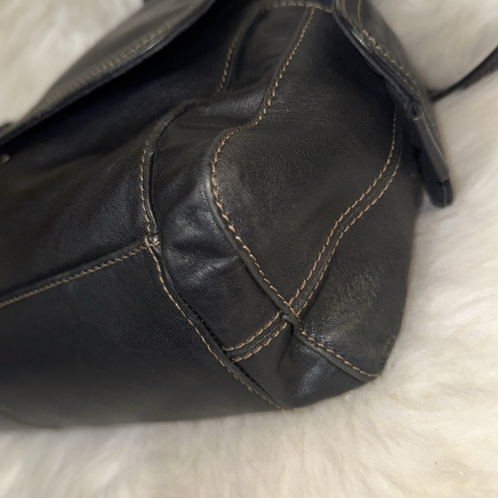 Fossil Black Leather Messenger Shoulder Bag - Picture 10 of 16